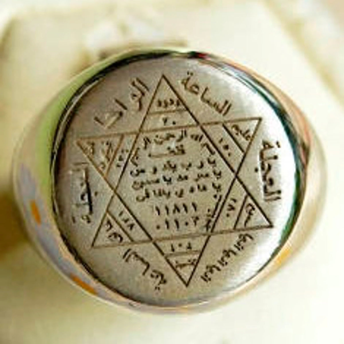 Khatam Suleiman Sterling Silver Ring: Islamic Talisman Amulet The Seal of Solomon Hexagram Sign